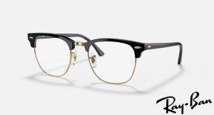 Ray Ban Clubmaster Blue-Light Clear Polished Black Frame Clear Blue Light Filter Lenses Sunglasses