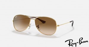 Ray Ban Cockpit Polished Gold Frame Brown Gradient Lenses Sunglasses