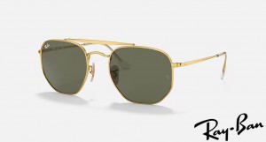 Ray Ban Marshal Polished Gold Frame Green Lenses Sunglasses
