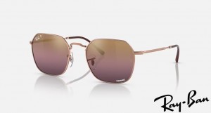 Ray Ban Jim Polished Rose Gold Frame Red Chromance Lenses Sunglasses